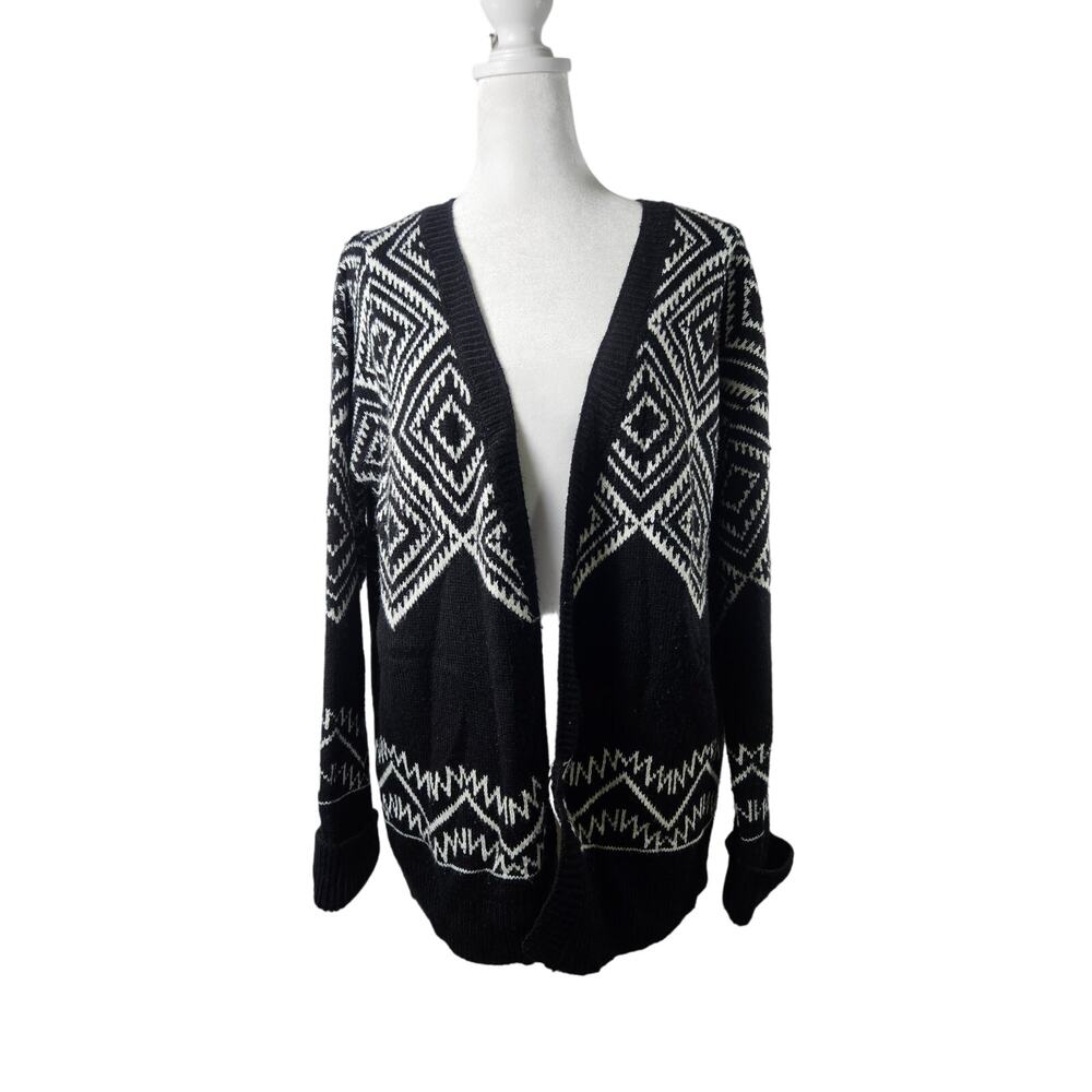 Romeo + Juliet‎ Couture Womens Open Front Cardigan Black White Small